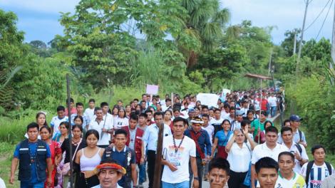 Gran movilización Wampis contra la minería y tala ilegal, el 22 de marzo de 2024 en Puerto Galilea, Amazonas