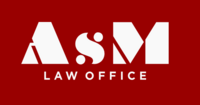 ASM Law Office spelt up on a red background
