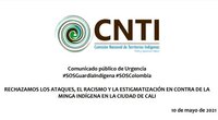 Comisión Nacional de Territorios Indígenas (CNTI) en Colombia condena la violencia contra manifestaciones legítimas y pacíficas de la Guardia Indígena