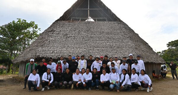 Members of the People of the Centre, made up of the four indigenous peoples Pɵɵsiɵhɵ (Andoke), Nonova ɨɨni (Nonuya), Feenemɨnaa (Muinane) and Nɨpodɨmakɨ-speaking Uitoto during the socialisation of Ruling 4360/18 in Araracuara/Caqueta, 2022.