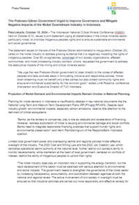 The Prabowo-Gibran Government Urged to Improve Governance and Mitigate Negative Impacts of the Nickel Downstream Industry in Indonesia