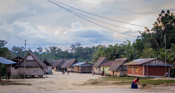 Sunset over Wampis village of Soledad, Peru