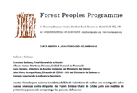 FPP open letter to Colombian authorities calling for action to address threats to indigenous Emberá leaders, May 2022 (Spanish only)
